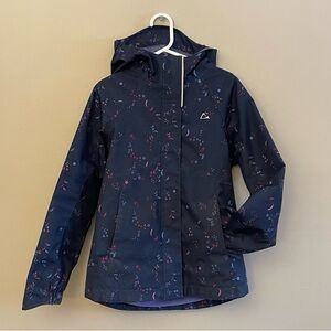 Paradox Navy Floral Girls Fleece Lined Rain Jacket – Size 7/8 GUC